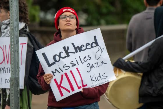 The Minnesota Peace Action Coalition protest at Lockheed Martin's new subsidiary facility opening in St. Paul.<span class="copyright">Michael Siluk—UCG/Universal Images Group/Getty Images</span>