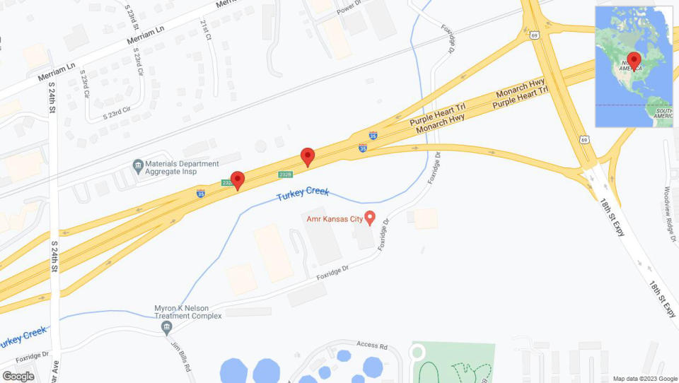 A detailed map that shows the affected road due to 'Crash update: I-35' on November 22nd at 2:55 p.m.