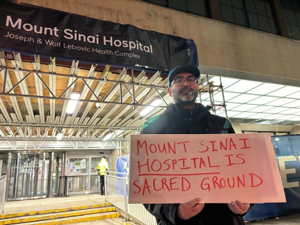 Emergency department physician Raghu Venugopal says he and another colleague went to the hospital to witness and counter-protest any kind of protest in front of a hospital.