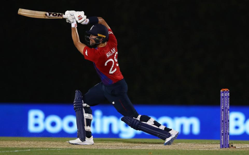 Dawid Malan of England plays a shot during the India and England warm Up Match prior to the ICC Men's T20 World Cup at on October 18, 2021 in Dubai, United Arab Emirates. - GETTY IMAGES