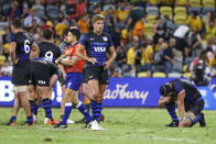 Argentina's players react following their loss in their Rugby Championship test match against the Wallabies in Townsville, Australia, Saturday, Sept. 25, 2021. (AP Photo/Tertius Pickard)