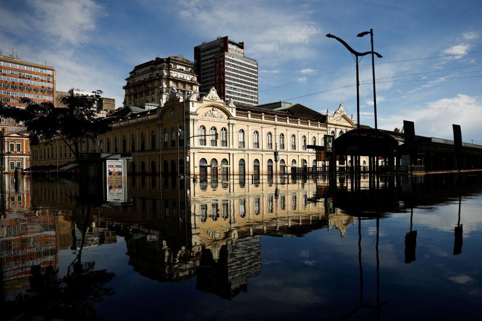 2024年5月17日，巴西南大河州首府阿雷格里港（Porto Alegre）淹水情況。路透社