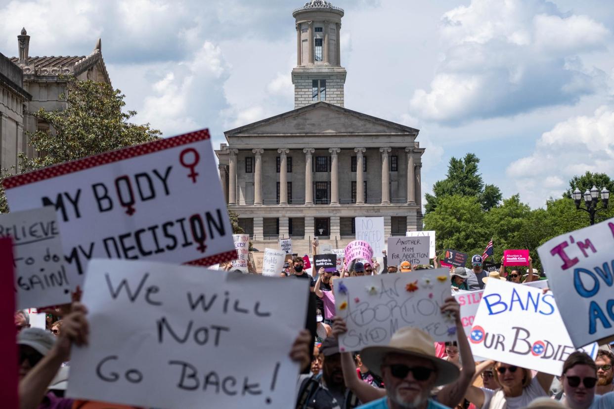 <span>An abortion rights protest at the capitol building in Nashville in May 2022.</span><span>Photograph: Seth Herald/AFP/Getty Images</span>