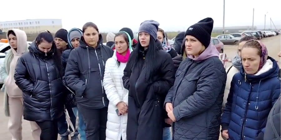 Dozens of wives and mothers of conscripted Russians have arrived at the Ukrainian border and are demanding the return of their relatives.