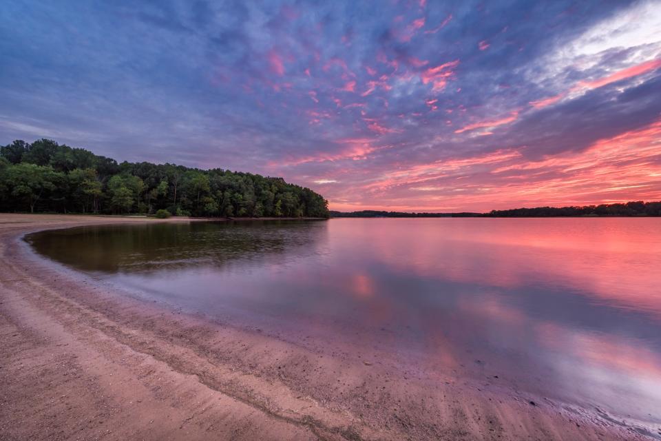 Woodlands Trace National Scenic Byway runs through the Land Between the Lakes National Recreation Area in Kentucky and Tennessee.