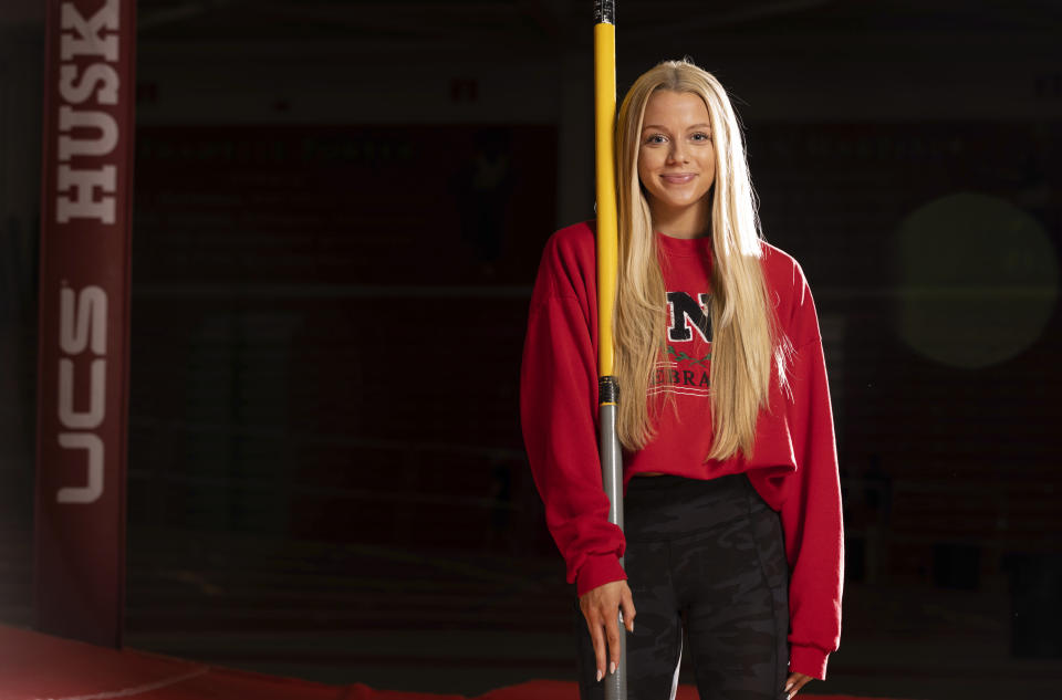 Nebraska NCAA college pole vaulter Jessica Gardner poses Thursday, March 9, 2023, in Lincoln, Neb. Nebraska NCAA college pole vaulter Jessica Gardner poses Thursday, March 9, 2023, in Lincoln, Neb. As has been the case with other female athletes who are monetizing their social media followings, it's typical for her looks to be the subject of comments on her videos, comments that can range from genuinely complimentary to inappropriate — or worse. (AP Photo/Rebecca S. Gratz) (AP Photo/Rebecca S. Gratz)