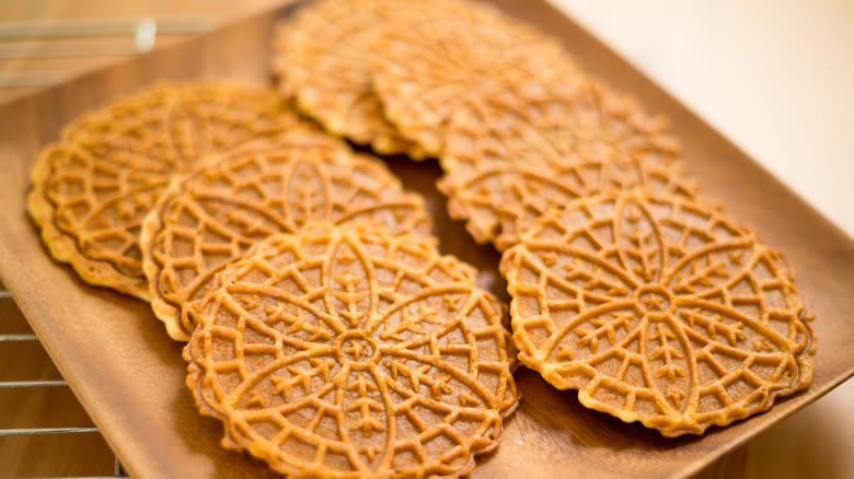 Pizzelle cookies on board
