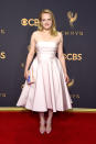 <p>Moss was both an Emmy winner and a best-dressed recipient in a pale pink dress with a tea-length hemline from Prabal Gurung. (Photo: Getty Images) </p>