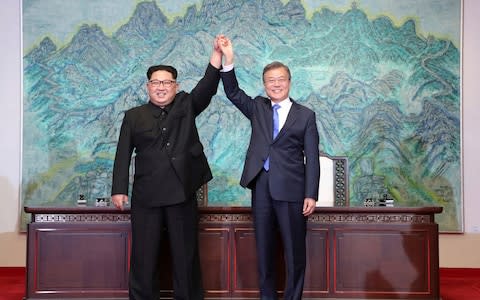 The mood has soured between North and South Korea since a successful summit between Kim Jong-un and Moon Jae-in, the South's president, in April - Credit: AP/AP