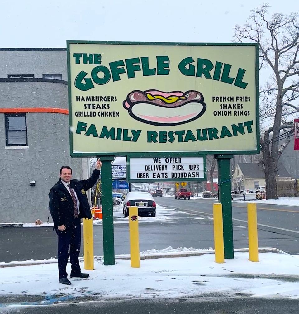 Paterson mayor André Sayegh outside of The Goffle Grill.