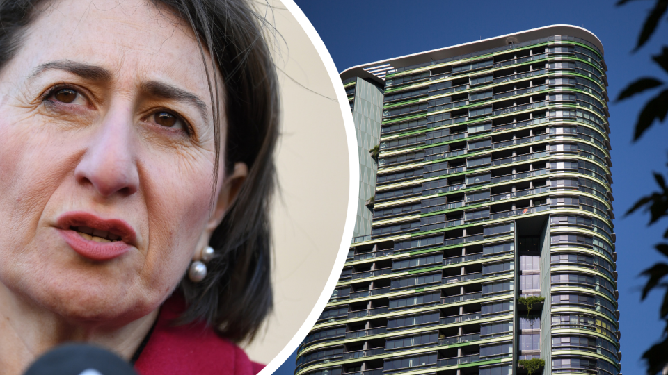 Pictured: NSW Premier Gladys Berejiklian and Sydney's Opal Tower. Images: AAP