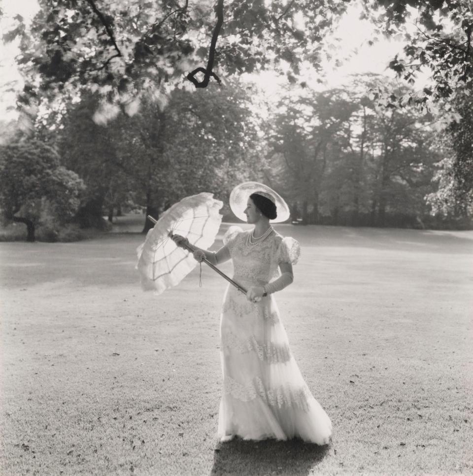 Queen Elizabeth, the Queen Mother, photographed by Cecil Beaton in 1939. She became Queen in 1936 when her husband George VI took the throne