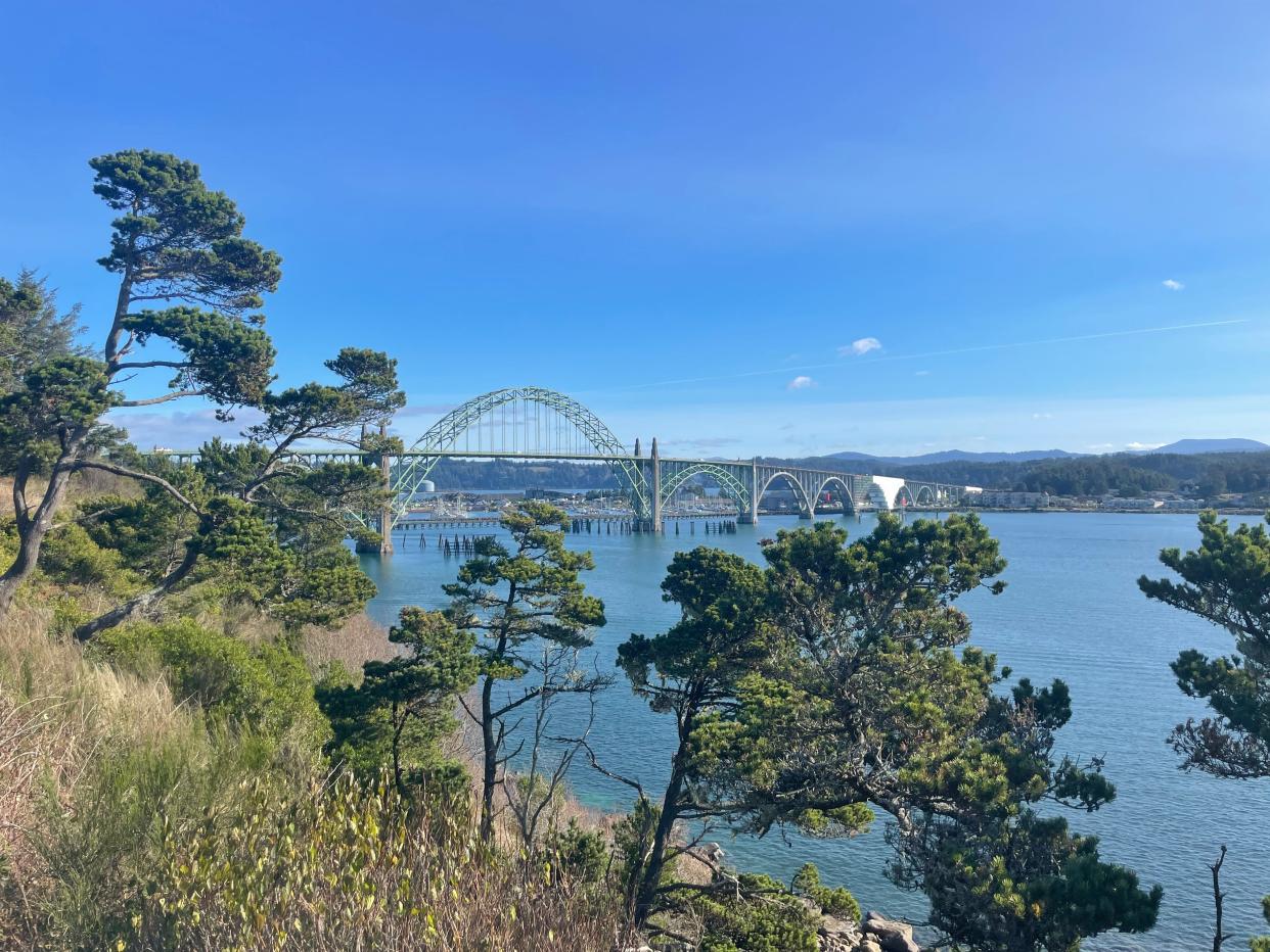 The Yaquina Bay Bridge crosses the water in Newport.