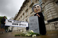 <p>Protestor wearing a Theresa May mask is seen the day after Britain’s election in London, Britain June 9, 2017. (Photo: Clodagh Kilcoyne/Reuters) </p>
