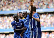 Football Soccer Britain - Chelsea v Burnley - Premier League - Stamford Bridge - 27/8/16 Chelsea's Victor Moses celebrates scoring their third goal Reuters / Eddie Keogh Livepic EDITORIAL USE ONLY. No use with unauthorized audio, video, data, fixture lists, club/league logos or "live" services. Online in-match use limited to 45 images, no video emulation. No use in betting, games or single club/league/player publications. Please contact your account representative for further details.