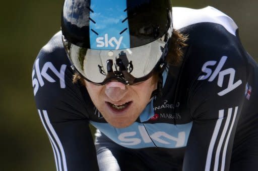 Triple Olympic champion Bradley Wiggins, seen here on April 29, will face his last major test before launching a renewed assault on the Tour de France yellow jersey when he defends his Dauphine Libere crown next week