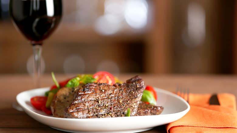 steak and vegetables on plate