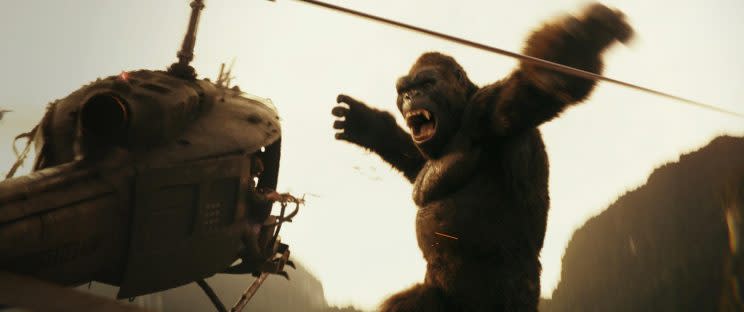 Ape vs. chopper in<em> Kong: Skull Island.</em> (Warner Bros./Legendary Pictures)