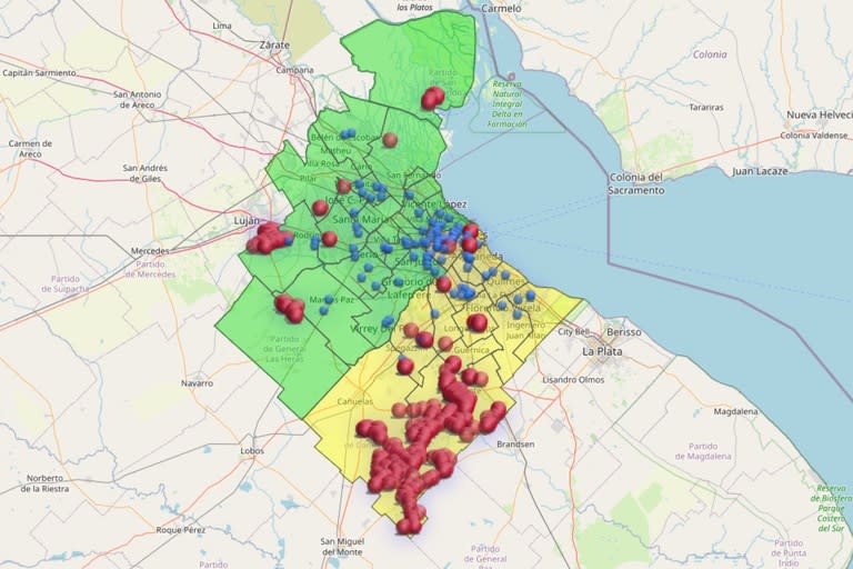 Mapa de cortes de luz en el AMBA a las 7 del lunes 17 de enero