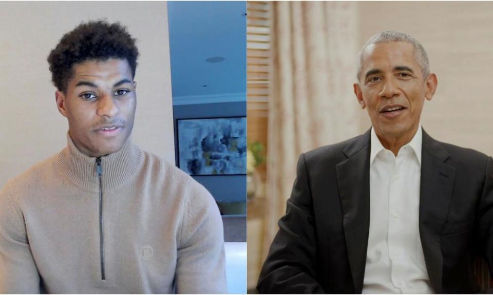 Rashford spoke to the former US president Barack Obama in a Zoom call in May