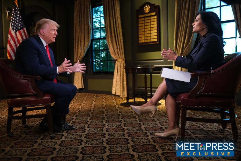 "Meet the Press" premiered Sunday morning with a new moderator, a former president and a disturbingly familiar pattern of mainstream media normalizing extremist chicanery for ratings. Kristen Welker, NBC News' co-chief White House correspondent, sat down with the Republican front-runner for president Donald J. Trump