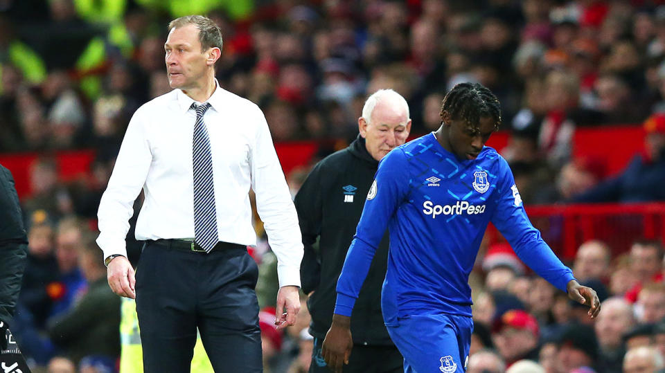 Moise Kean walks off the pitch after being substituted during the Premier League match between Manchester United and Everton FC at Old Trafford on December 15, 2019 in Manchester, United Kingdom. (Photo by Alex Livesey/Getty Images)