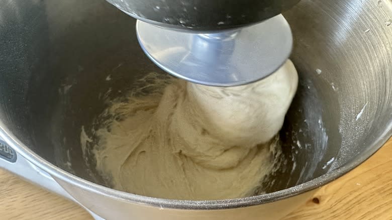 Kneading dough until smooth