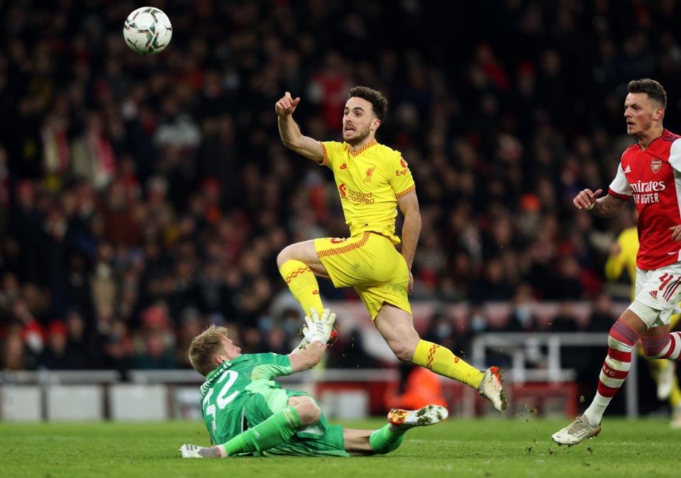 Liverpool's Diogo Jota scores their second goal - REUTERS/Ian Walton