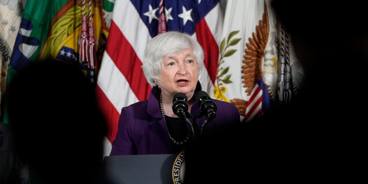 Treasury Secretary Janet Yellen speaks during an event at the US Department of the Treasury on September 15, 2021 in Washington, DC.