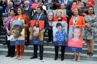 U.S. House Speaker Nancy Pelosi (D-CA) appears with House members and gun safety advocates before the House vote on gun safety legislation on Capitol Hill