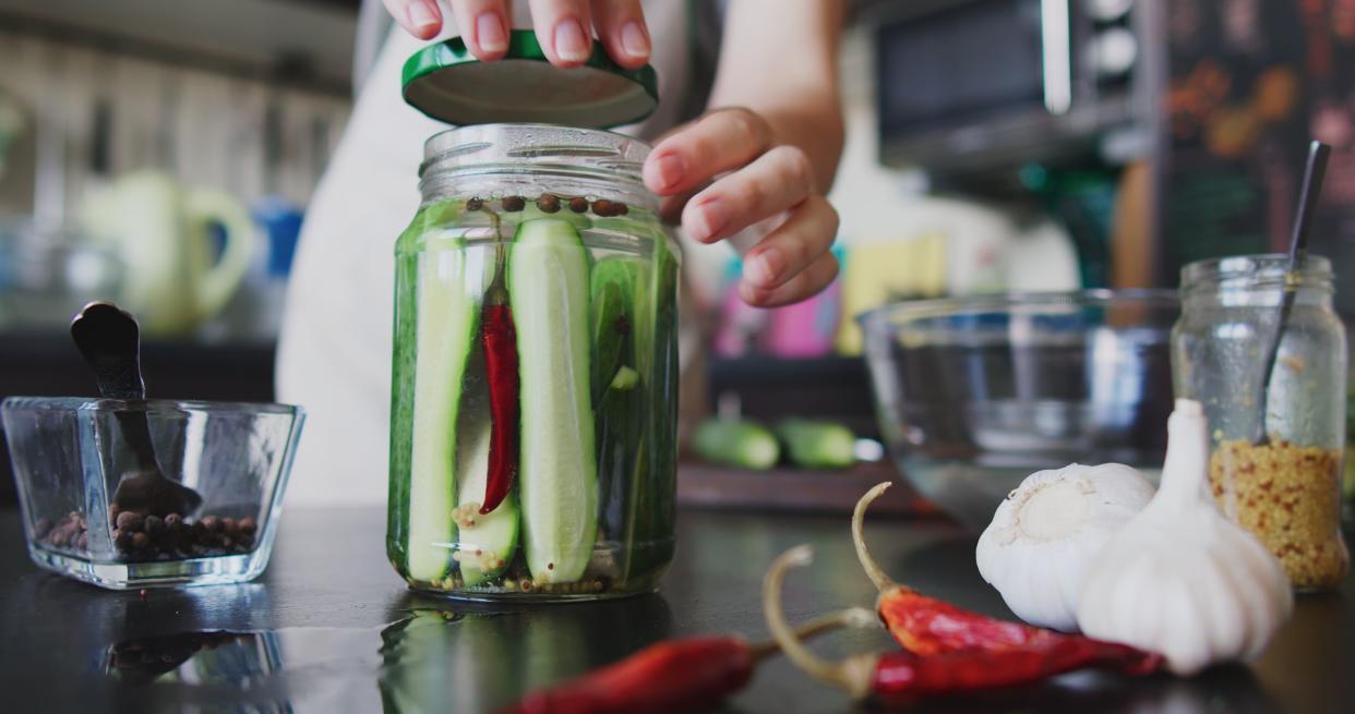 Preparing quick pickles of fresh cucumbers