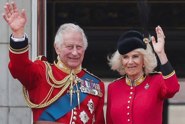 <p>ADRIAN DENNIS/AFP via Getty</p> King Charles and Queen Camilla at Trooping the Colour on June 17, 2023.