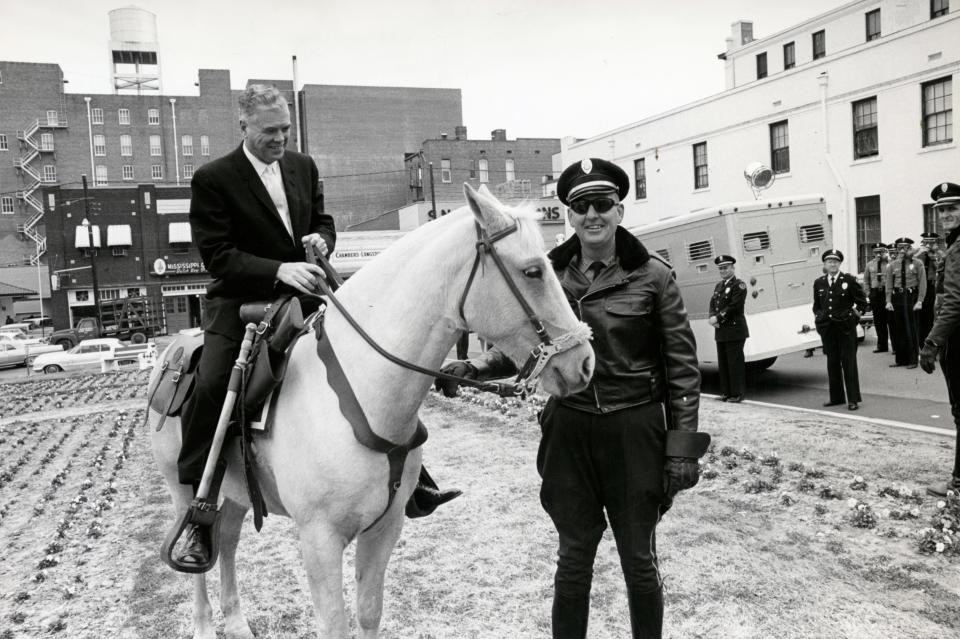 Then-Jackson Mayor, Allen Thompson and a Jackson Mounted Police Officer, Feb. 12, 1964.