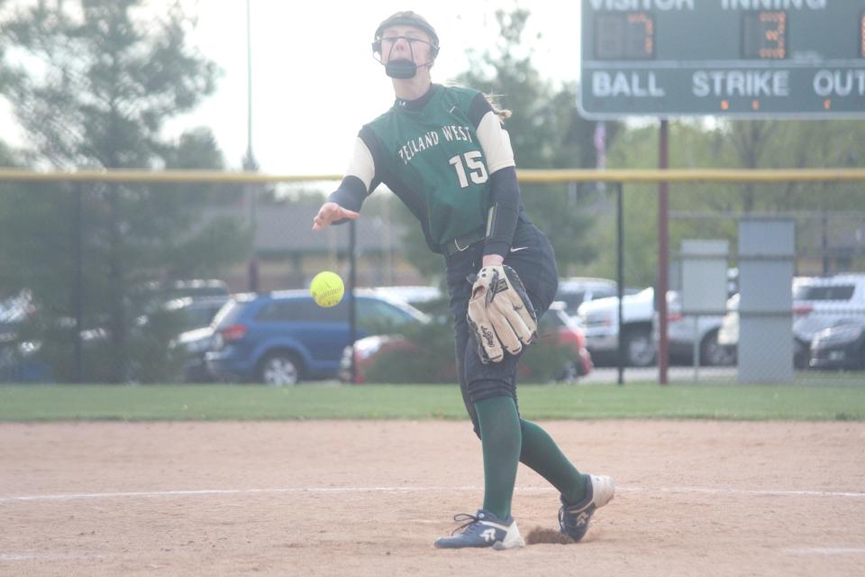 Zeeland West softball takes on Zeeland East in a photo from the 2021 season