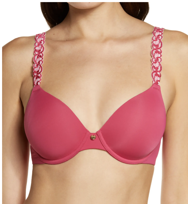 Natori Pure Luxe Underwire T-Shirt Bra in Berry/Blush Pink (Photo via Nordstrom)