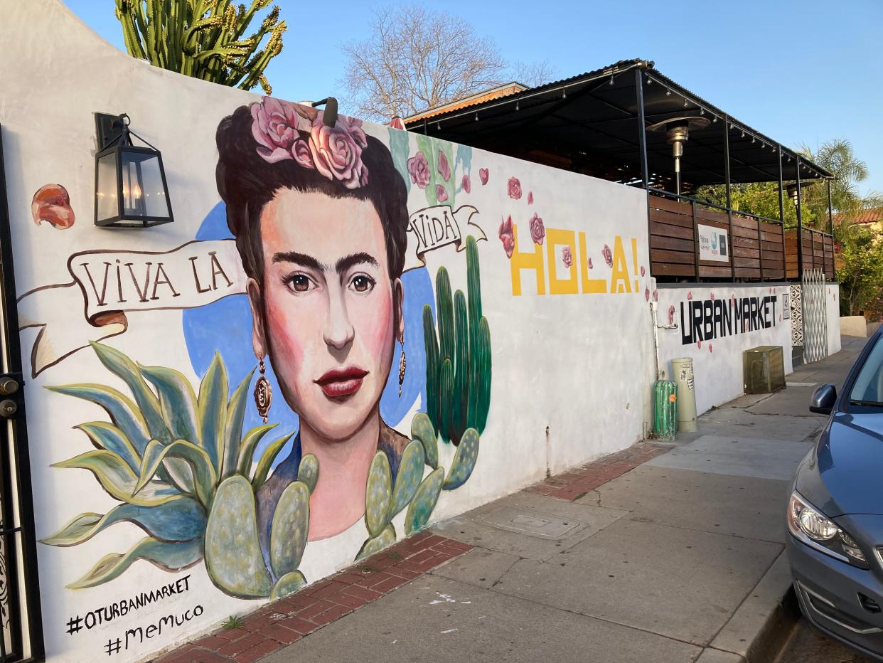 A mural of Frida Kahlo near Tuetano Taqueria in San Diego.