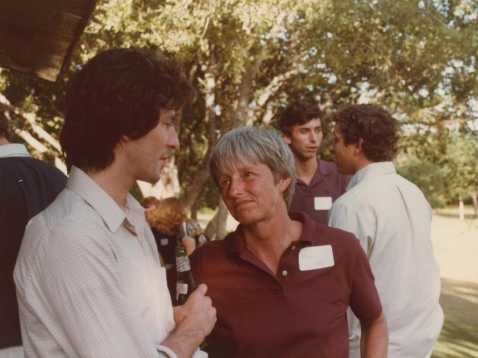 Nancy Earl (in the red shirt), Barbara Jordan's partner.