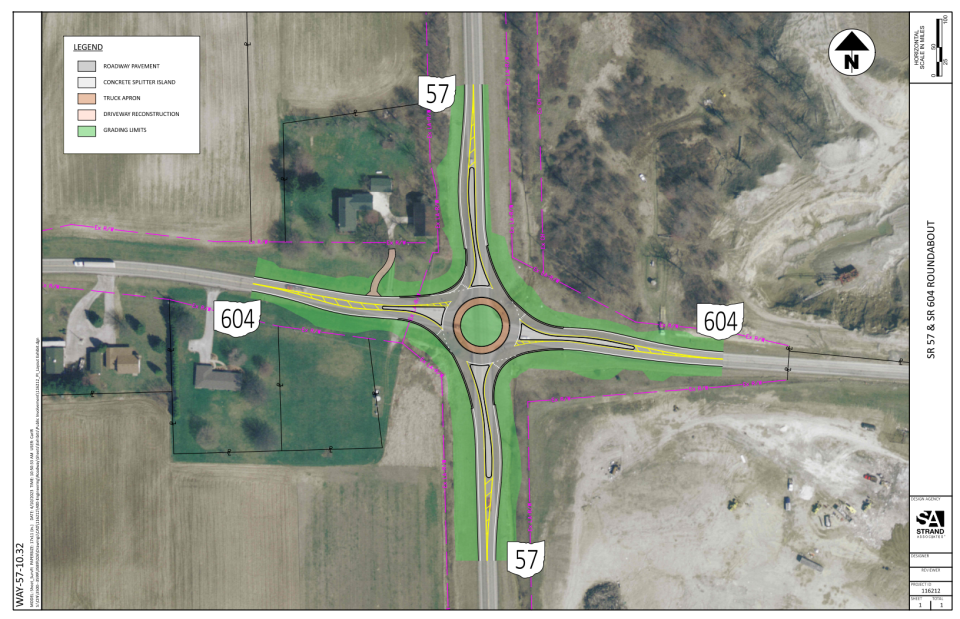The proposed roundabout would convert the two-way stop at Wadsworth and Easton roads into a single-lane roundabout.
