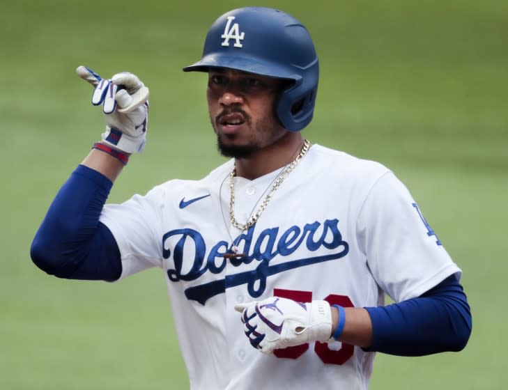 Arlington, Texas, Saturday, October 17, 2020. Los Angeles Dodgers right fielder Mookie Betts.