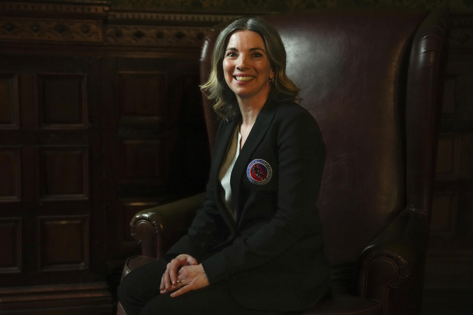 Cup Keeper Miragh Bitove is photographed at the Hockey Hall of Fame in Toronto on Thursday, April 11, 2024. (Chris Young/The Canadian Press via AP)