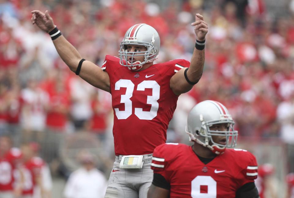 James Laurinaitis runs the defense against Akron in 2007.