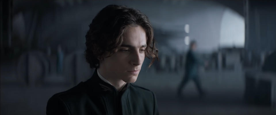  Timothée Chalamet looks concerned as Paul Atreides