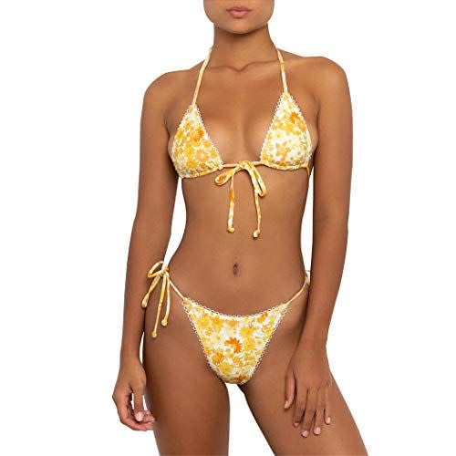 1) Floral Padded String Bikini