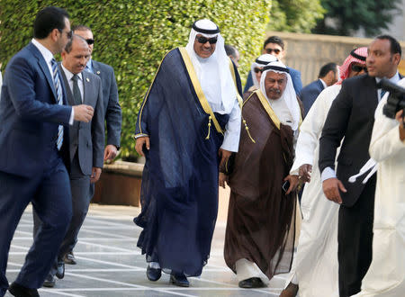 Kuwait's Foreign Minister Sabah Al-Khalid al-Sabah arrives at the Arab League Foreign Ministers meeting at the request of Saudi Arabia, in Cairo, Egypt, November 19, 2017. REUTERS/Amr Abdallah Dalsh