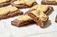 <p>Flaky, chocolatey, rich and creamy, these Pop Tart-inspired pastry pockets toe the line between breakfast and dessert. Can't find jarred dulce de Leche? Our <a href="https://www.delish.com/cooking/recipe-ideas/a27244513/dulce-de-leche-recipe/" rel="nofollow noopener" target="_blank" data-ylk="slk:homemade dulce de leche;elm:context_link;itc:0;sec:content-canvas" class="link ">homemade dulce de leche</a> couldn't be easier. </p><p>Get the <strong><a href="https://www.delish.com/cooking/recipe-ideas/a35647316/dulce-de-leche-pastry-pockets-recipe/" rel="nofollow noopener" target="_blank" data-ylk="slk:Dulce De Leche Pastry Pockets recipe;elm:context_link;itc:0;sec:content-canvas" class="link ">Dulce De Leche Pastry Pockets recipe</a>. </strong> </p>