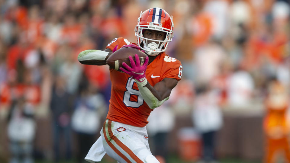 Clemson wide receiver Justyn Ross is a first-round talent who could slip a bit because of medical concerns. (AP Photo/Hakim Wright Sr.)