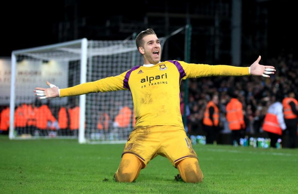 Adrián celebrates scoring the winning penalty at 10.34pm.