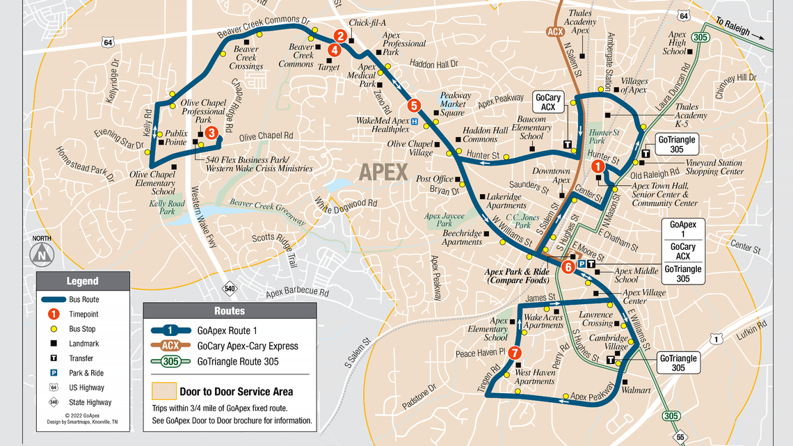 GoApex Route 1 was designed to connect the town’s busiest destinations, making about 45 stops every hour.