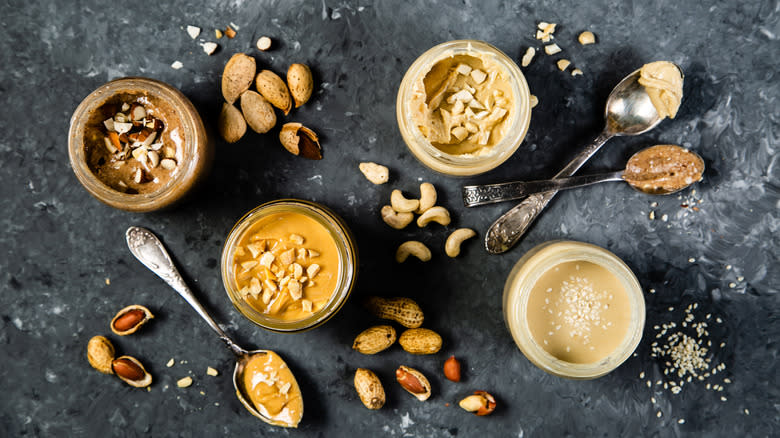 Jars of various nut butters