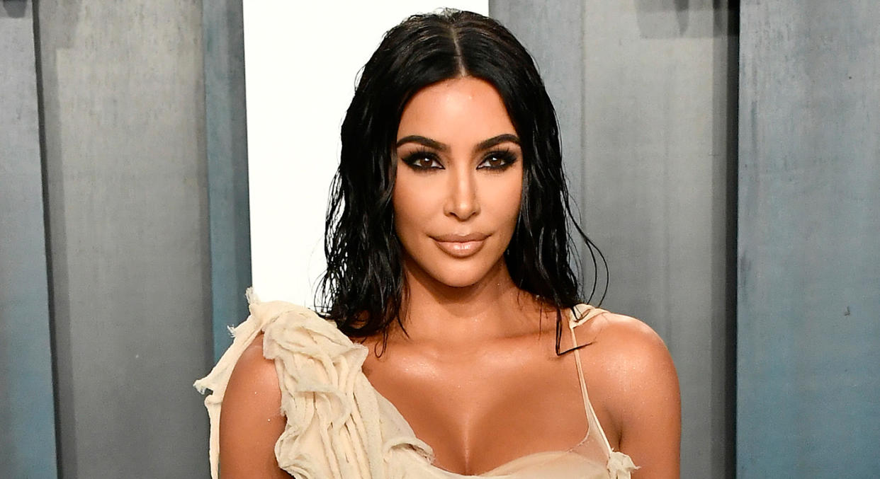 Kim Kardashian's Oscars after party hairdo was created using a £10 hairbrush. (Getty Images)